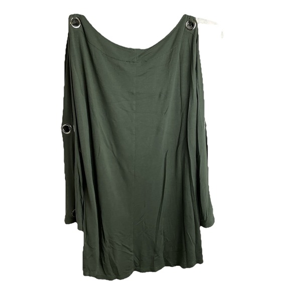 Cable & Gauge Womens M Top Shirt Olive Green 3/4 Slit Sleeve Round Neck Pullover - Picture 2 of 8